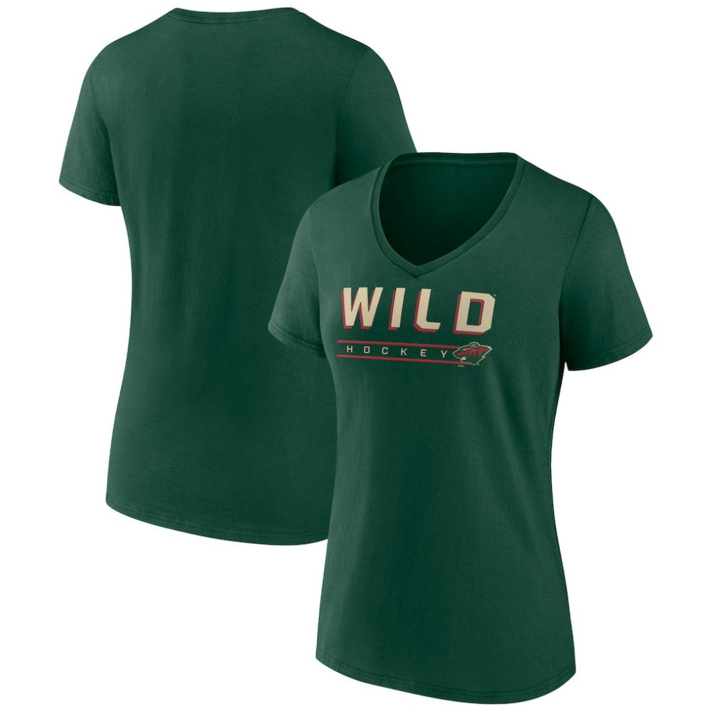 NHL Green Minnesota Wild Women's Primary Play V-Neck T-Shirt