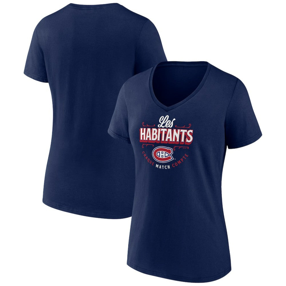 NHL Navy Montreal Canadiens Women's Active Edge V-Neck T-Shirt