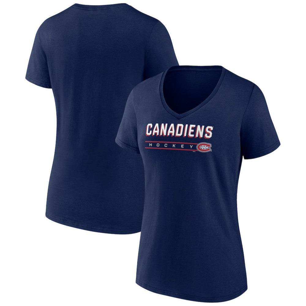 NHL Navy Montreal Canadiens Women's Primary Play V-Neck T-Shirt