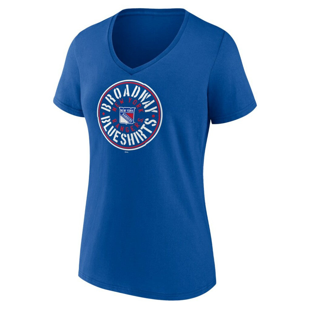 NHL Blue New York Rangers Women's Active Edge V-Neck T-Shirt