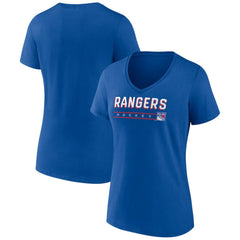 NHL Blue New York Rangers Women's Primary Play V-Neck T-Shirt