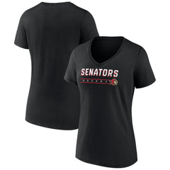 NHL Black Ottawa Senators Women's Primary Play V-Neck T-Shirt