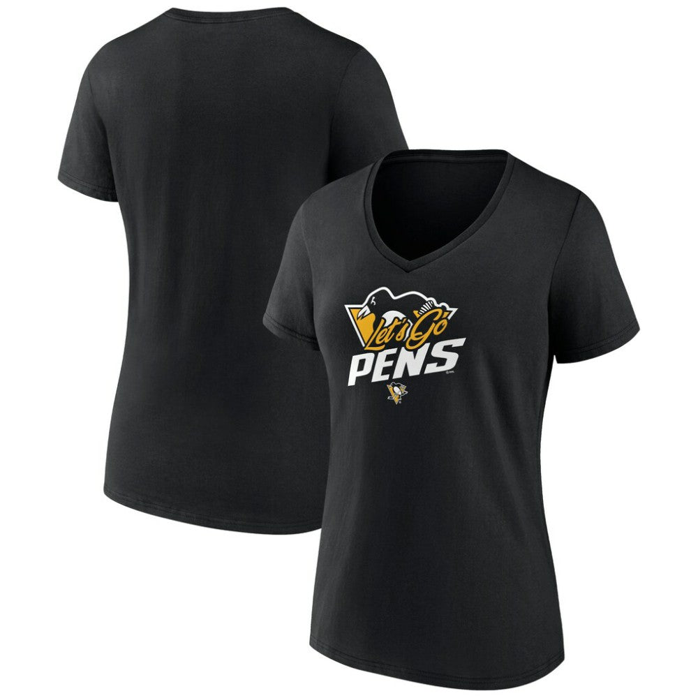 NHL Black Pittsburgh Penguins Women's Active Edge V-Neck T-Shirt