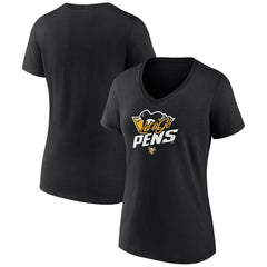 NHL Black Pittsburgh Penguins Women's Active Edge V-Neck T-Shirt