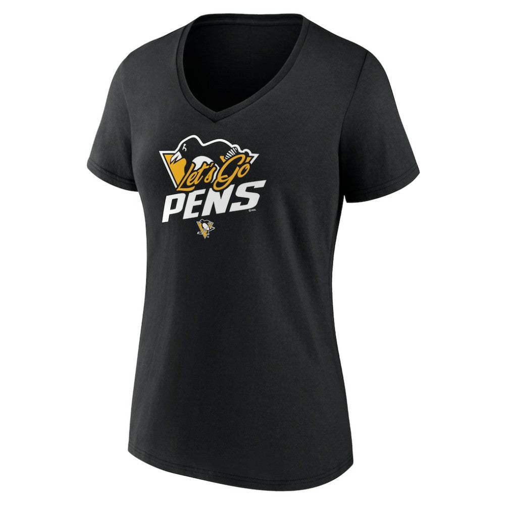 NHL Black Pittsburgh Penguins Women's Active Edge V-Neck T-Shirt