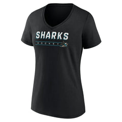 NHL Black San Jose Sharks Women's Primary Play V-Neck T-Shirt