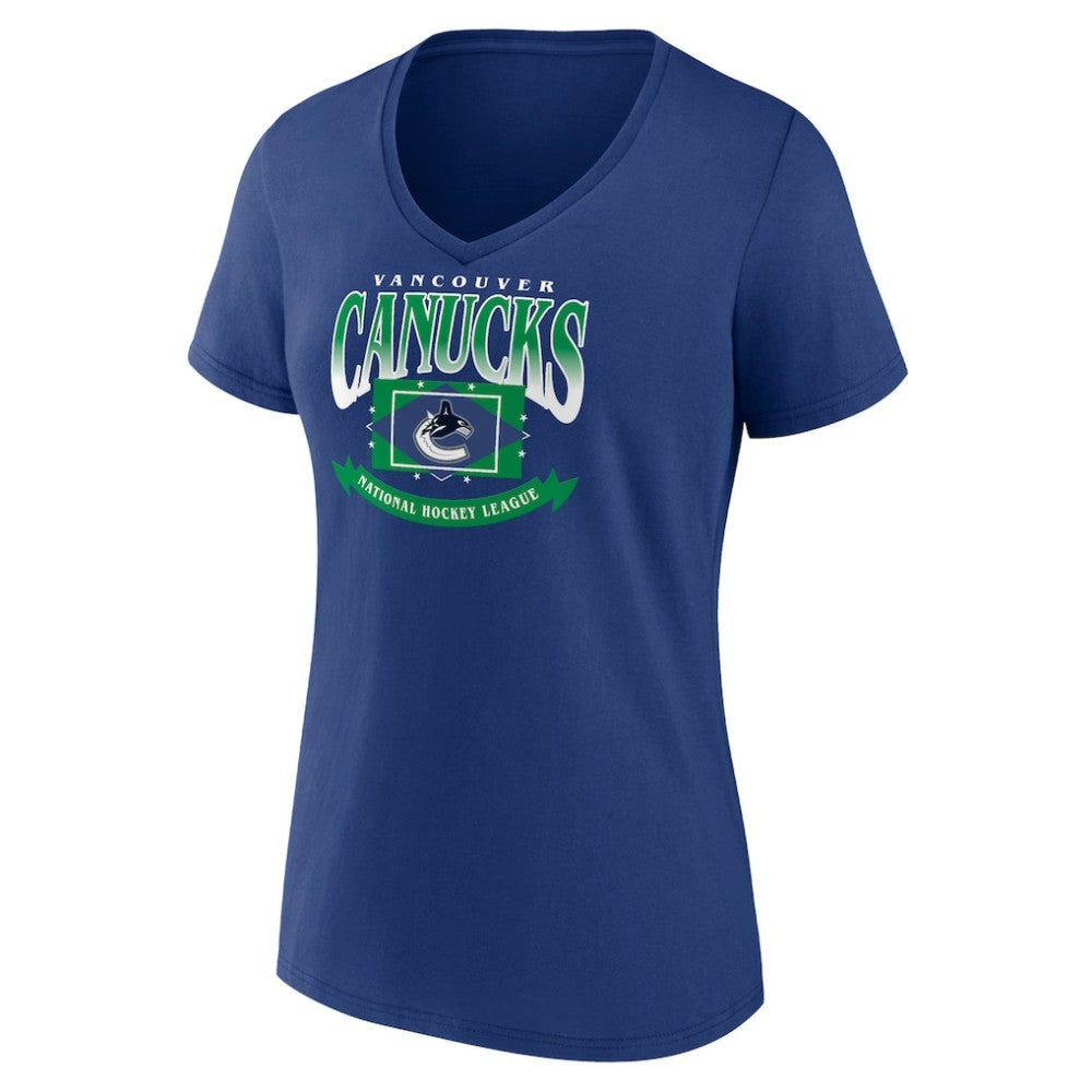 NHL Blue Vancouver Canucks Women's Slapshot V-Neck T-Shirt