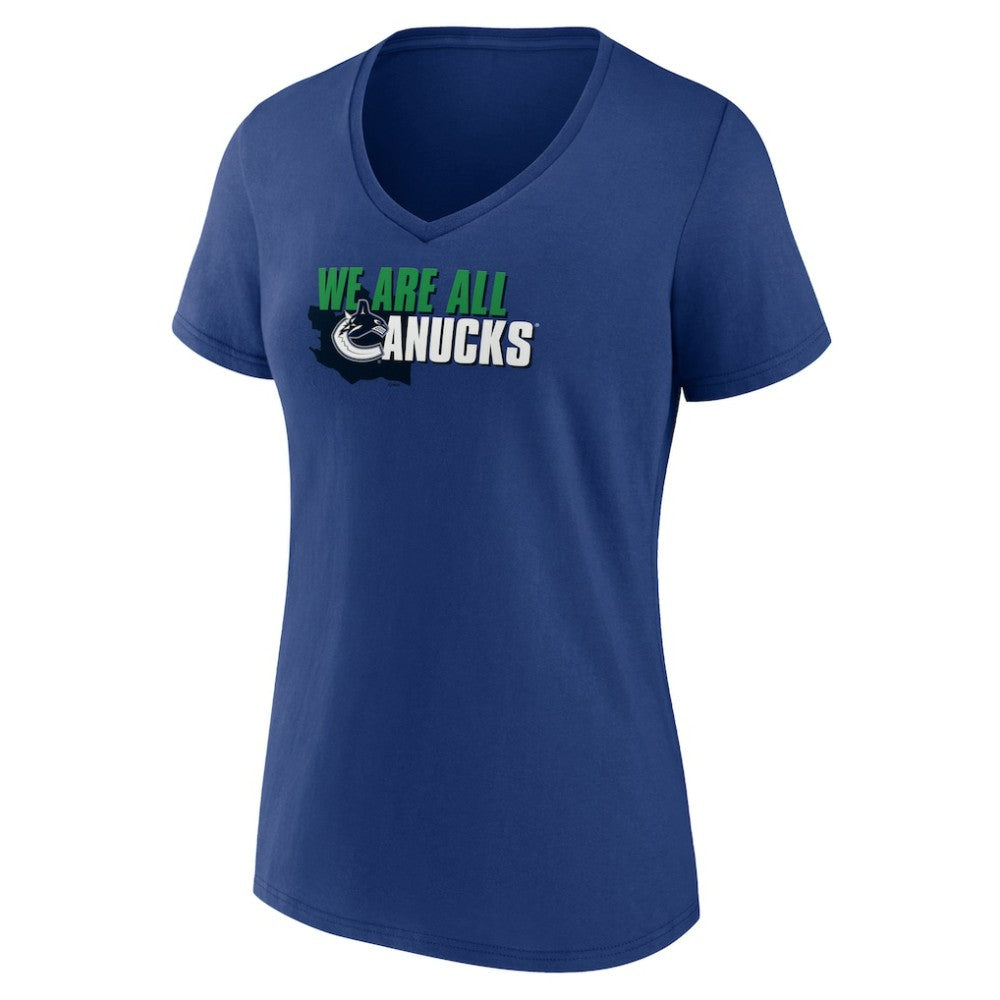 NHL Blue Vancouver Canucks Women's Active Edge V-Neck T-Shirt