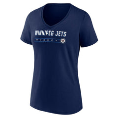NHL Navy Winnipeg Jets Women's Primary Play V-Neck T-Shirt