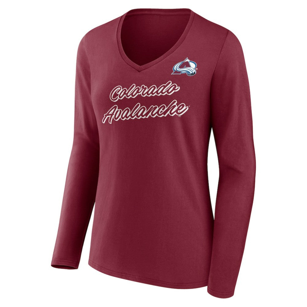 NHL Burgundy Colorado Avalanche Women's Forge Long Sleeve V-Neck T-Shirt