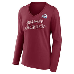 NHL Burgundy Colorado Avalanche Women's Forge Long Sleeve V-Neck T-Shirt