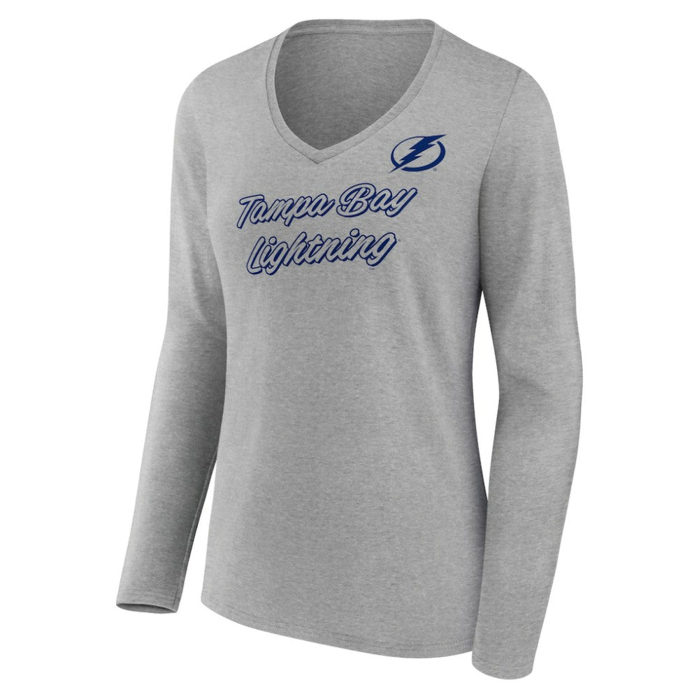 NHL Heathered Gray Tampa Bay Lightning Women's Forge Long Sleeve V-Neck T-Shirt