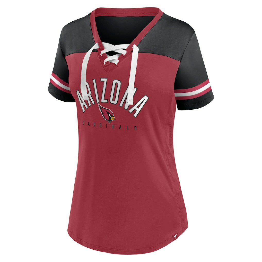 Women's Blitz & Glam Lace-Up V-Neck Jersey T-Shirt - Arizona Cardinals
