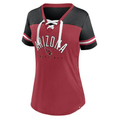 Women's Blitz & Glam Lace-Up V-Neck Jersey T-Shirt - Arizona Cardinals
