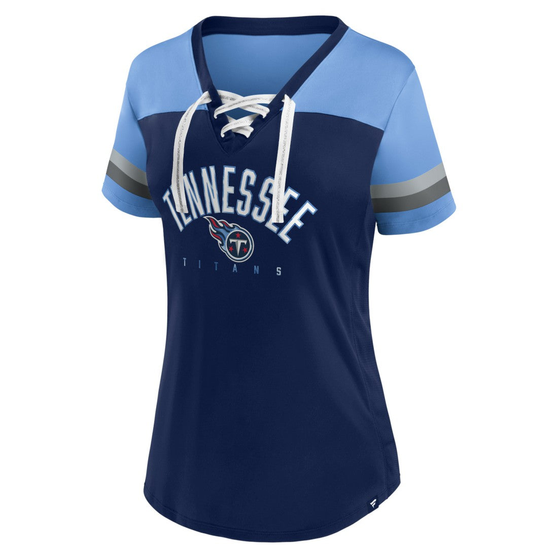 Women's Blitz & Glam Lace-Up V-Neck Jersey T-Shirt - Tennessee Titans