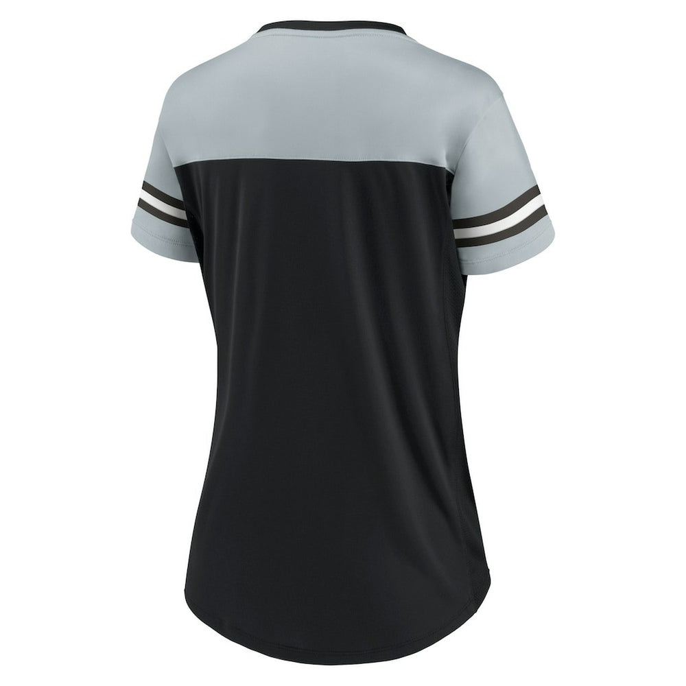 Women's Blitz & Glam Lace-Up V-Neck Jersey T-Shirt - Las Vegas Raiders