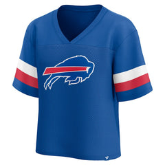 Women's Established Jersey Cropped V-Neck T-Shirt - Buffalo Bills