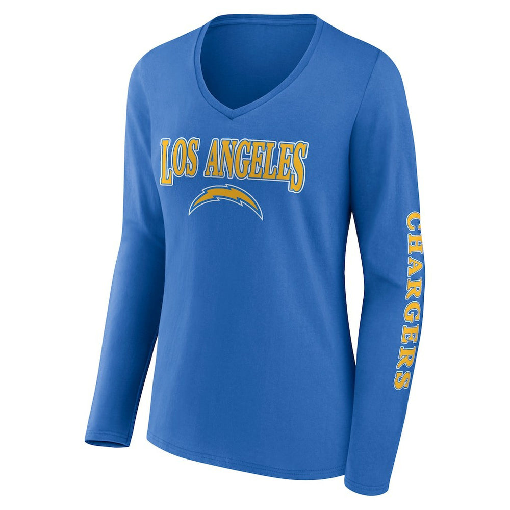 Women's Wordmark Long Sleeve V-Neck T-Shirt - Los Angeles Chargers