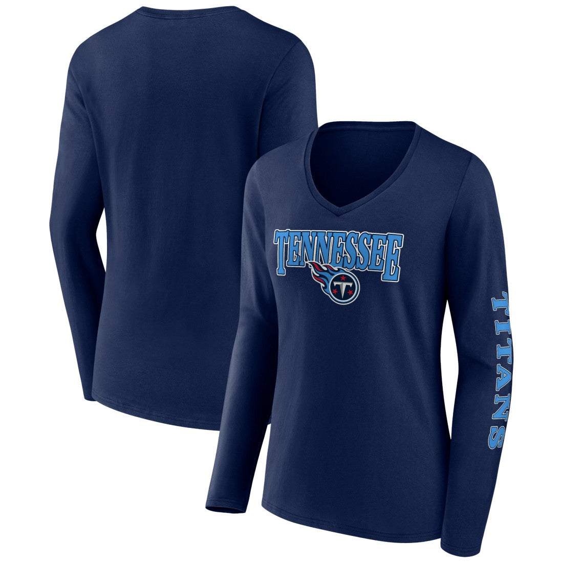 Women's Wordmark Long Sleeve V-Neck T-Shirt - Tennessee Titans