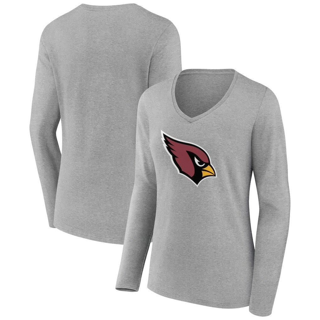 Women's Primary Team Logo Long Sleeve V-Neck T-Shirt - Arizona Cardinals