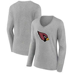 Women's Primary Team Logo Long Sleeve V-Neck T-Shirt - Arizona Cardinals