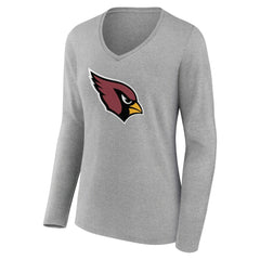 Women's Primary Team Logo Long Sleeve V-Neck T-Shirt - Arizona Cardinals