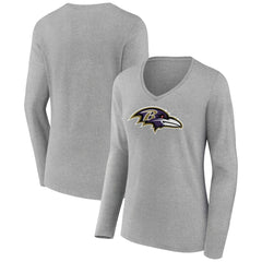 Women's Primary Team Logo Long Sleeve V-Neck T-Shirt - Baltimore Ravens