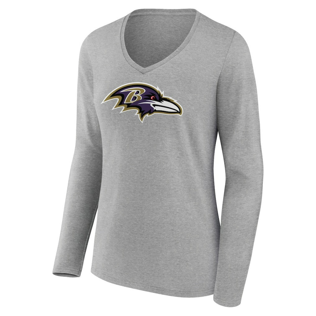 Women's Primary Team Logo Long Sleeve V-Neck T-Shirt - Baltimore Ravens