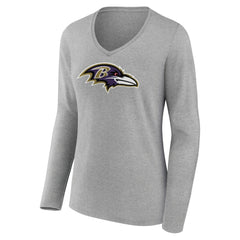 Women's Primary Team Logo Long Sleeve V-Neck T-Shirt - Baltimore Ravens