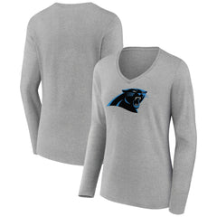 Women's Primary Team Logo Long Sleeve V-Neck T-Shirt - Carolina Panthers