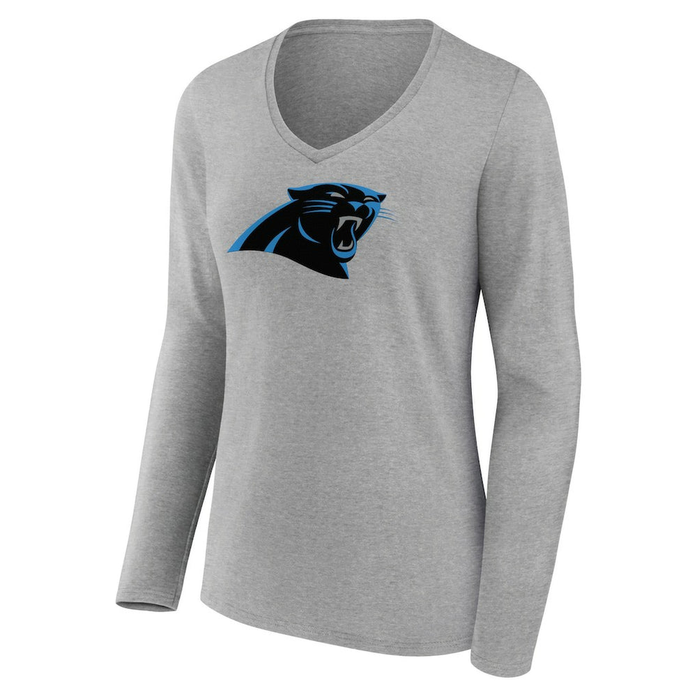 Women's Primary Team Logo Long Sleeve V-Neck T-Shirt - Carolina Panthers