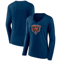 Women's Primary Team Logo Long Sleeve V-Neck T-Shirt - Chicago Bears