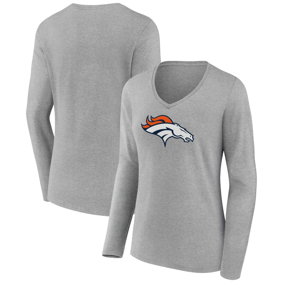 Women's Primary Team Logo Long Sleeve V-Neck T-Shirt - Denver Broncos