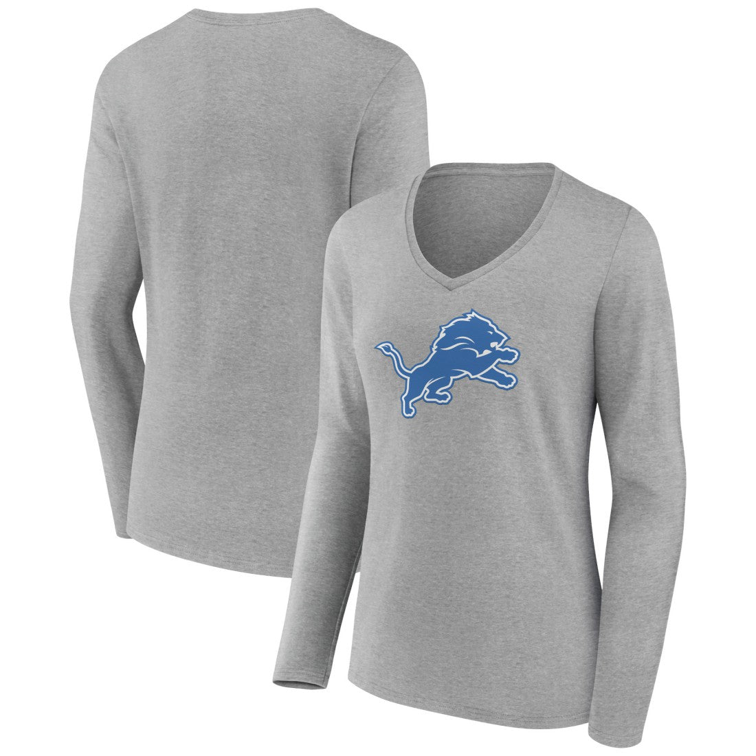 Women's Primary Team Logo Long Sleeve V-Neck T-Shirt - Detroit Lions