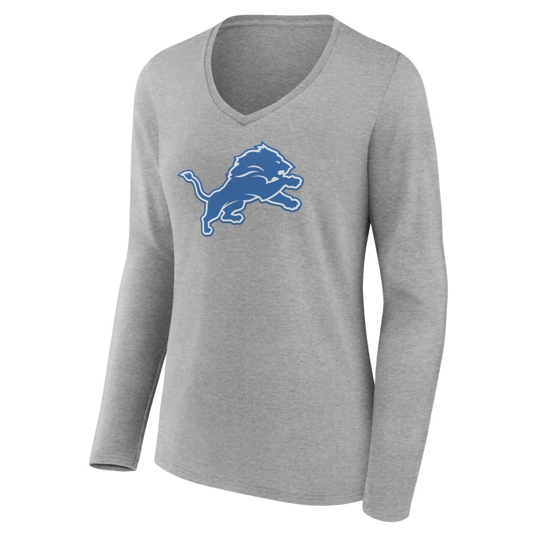 Women's Primary Team Logo Long Sleeve V-Neck T-Shirt - Detroit Lions