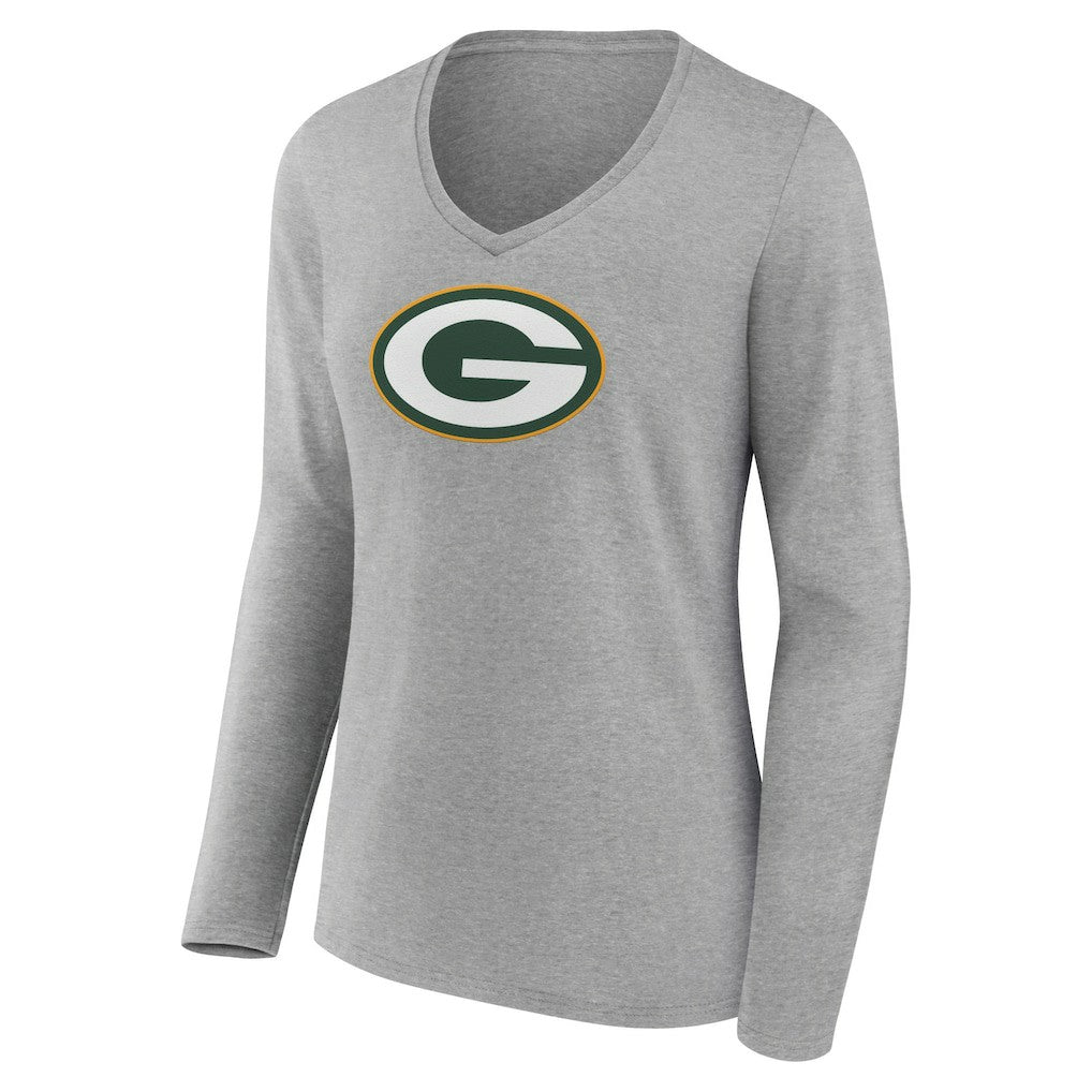 Women's Primary Team Logo Long Sleeve V-Neck T-Shirt - Green Bay Packers