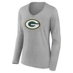 Women's Primary Team Logo Long Sleeve V-Neck T-Shirt - Green Bay Packers