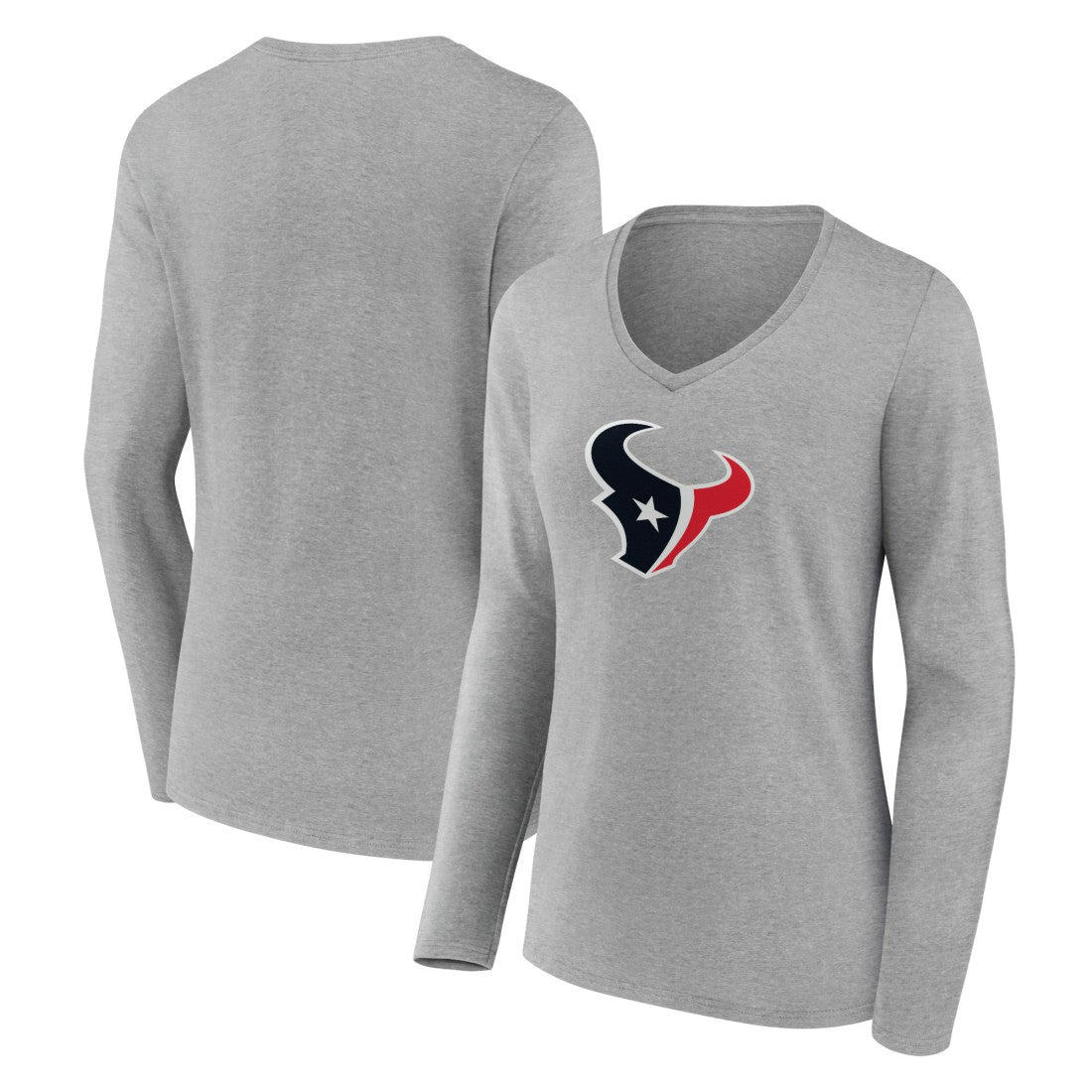 Women's Primary Team Logo Long Sleeve V-Neck T-Shirt - Houston Texans