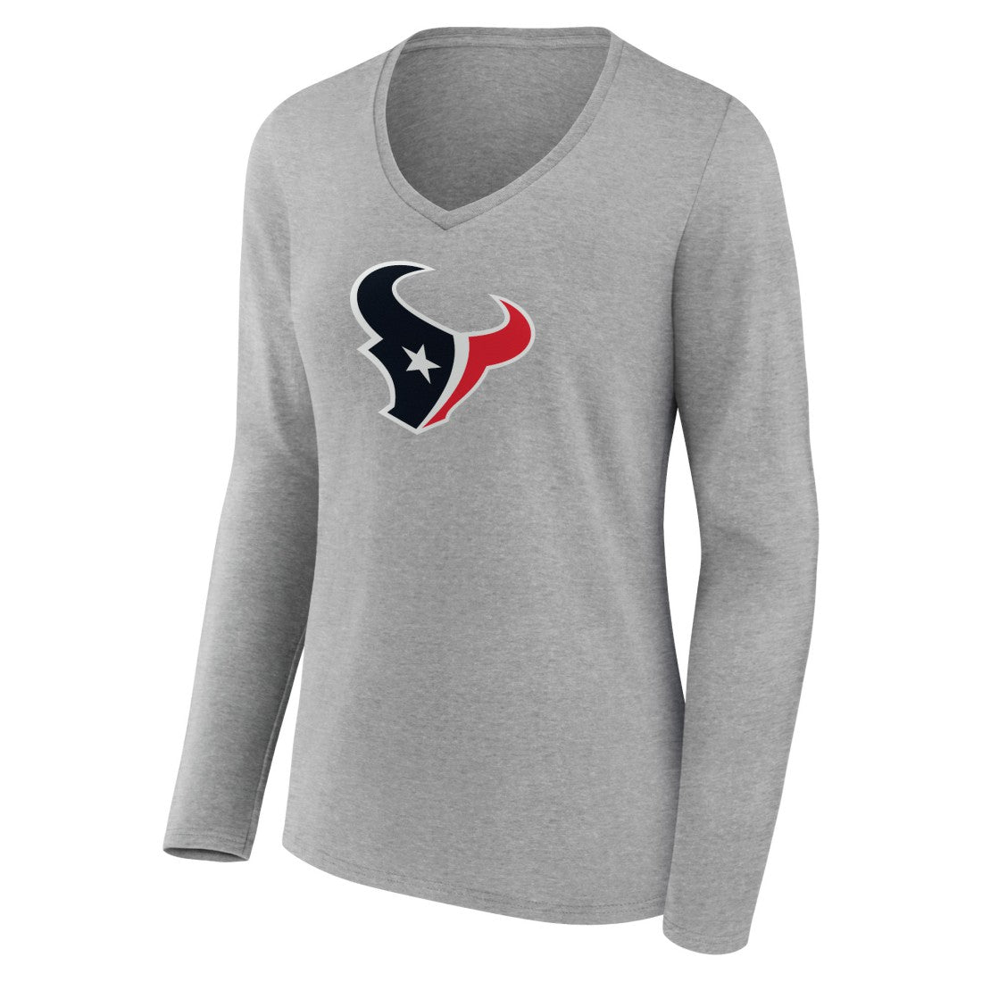 Women's Primary Team Logo Long Sleeve V-Neck T-Shirt - Houston Texans