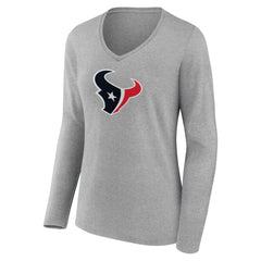 Women's Primary Team Logo Long Sleeve V-Neck T-Shirt - Houston Texans