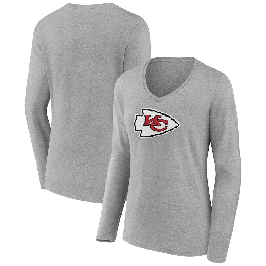 Women's Primary Team Logo Long Sleeve V-Neck T-Shirt - Kansas City Chiefs