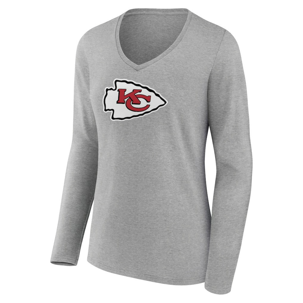 Women's Primary Team Logo Long Sleeve V-Neck T-Shirt - Kansas City Chiefs