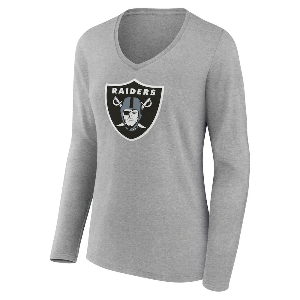 Women's Primary Team Logo Long Sleeve V-Neck T-Shirt - Las Vegas Raiders