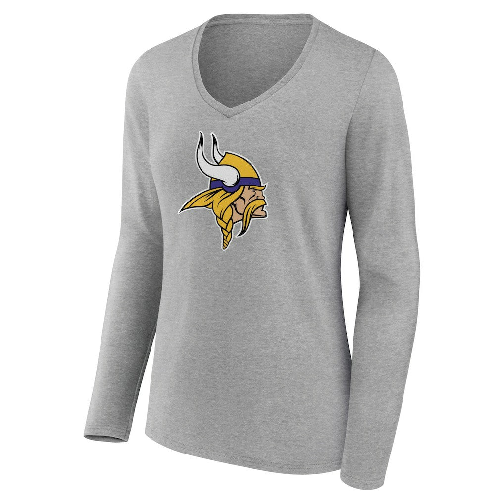 Women's Primary Team Logo Long Sleeve V-Neck T-Shirt - Minnesota Vikings
