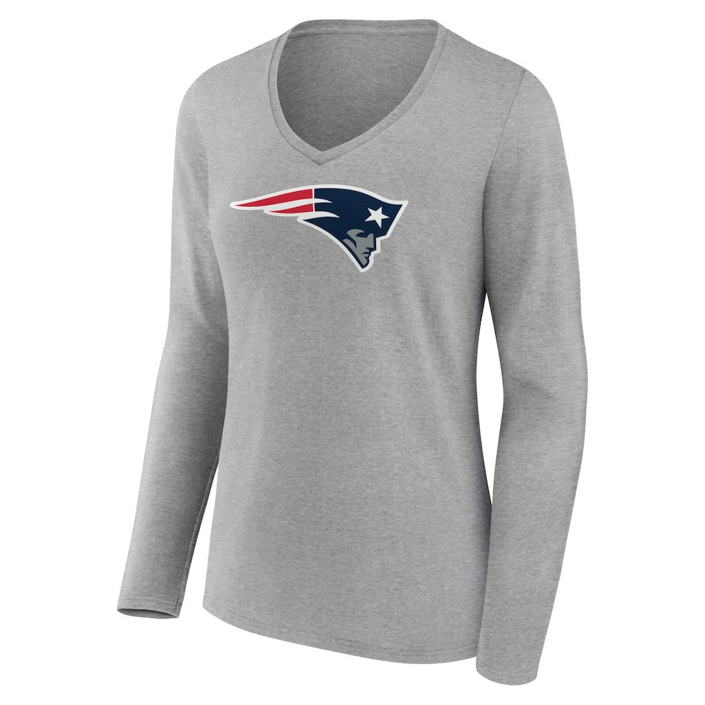 Women's Primary Team Logo Long Sleeve V-Neck T-Shirt - New England Patriots