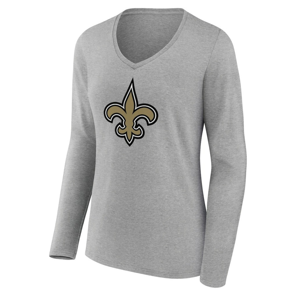 Women's Primary Team Logo Long Sleeve V-Neck T-Shirt - New Orleans Saints