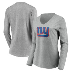 Women's Primary Team Logo Long Sleeve V-Neck T-Shirt - New York Giants