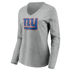 Women's Primary Team Logo Long Sleeve V-Neck T-Shirt - New York Giants