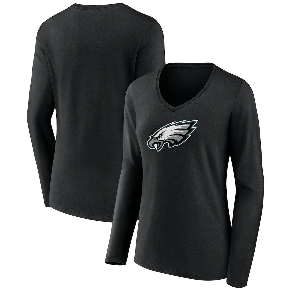 Women's Primary Team Logo Long Sleeve V-Neck T-Shirt - Philadelphia Eagles