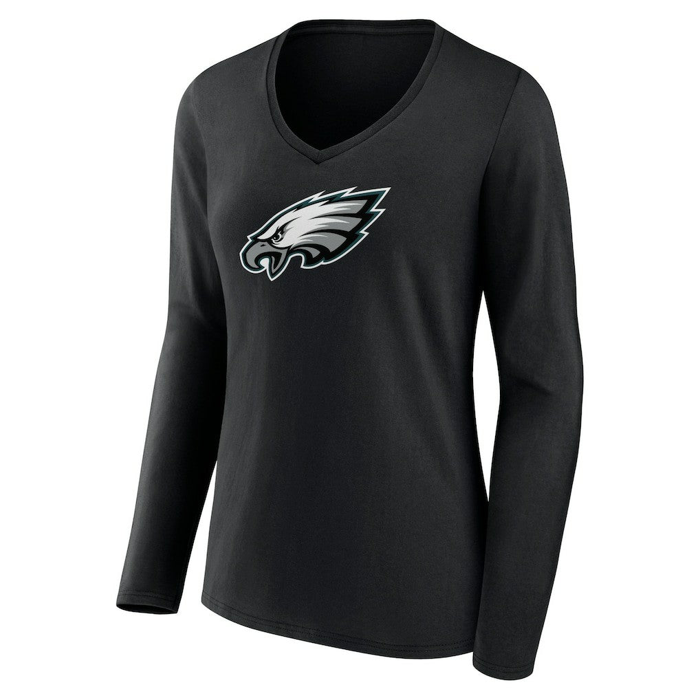 Women's Primary Team Logo Long Sleeve V-Neck T-Shirt - Philadelphia Eagles